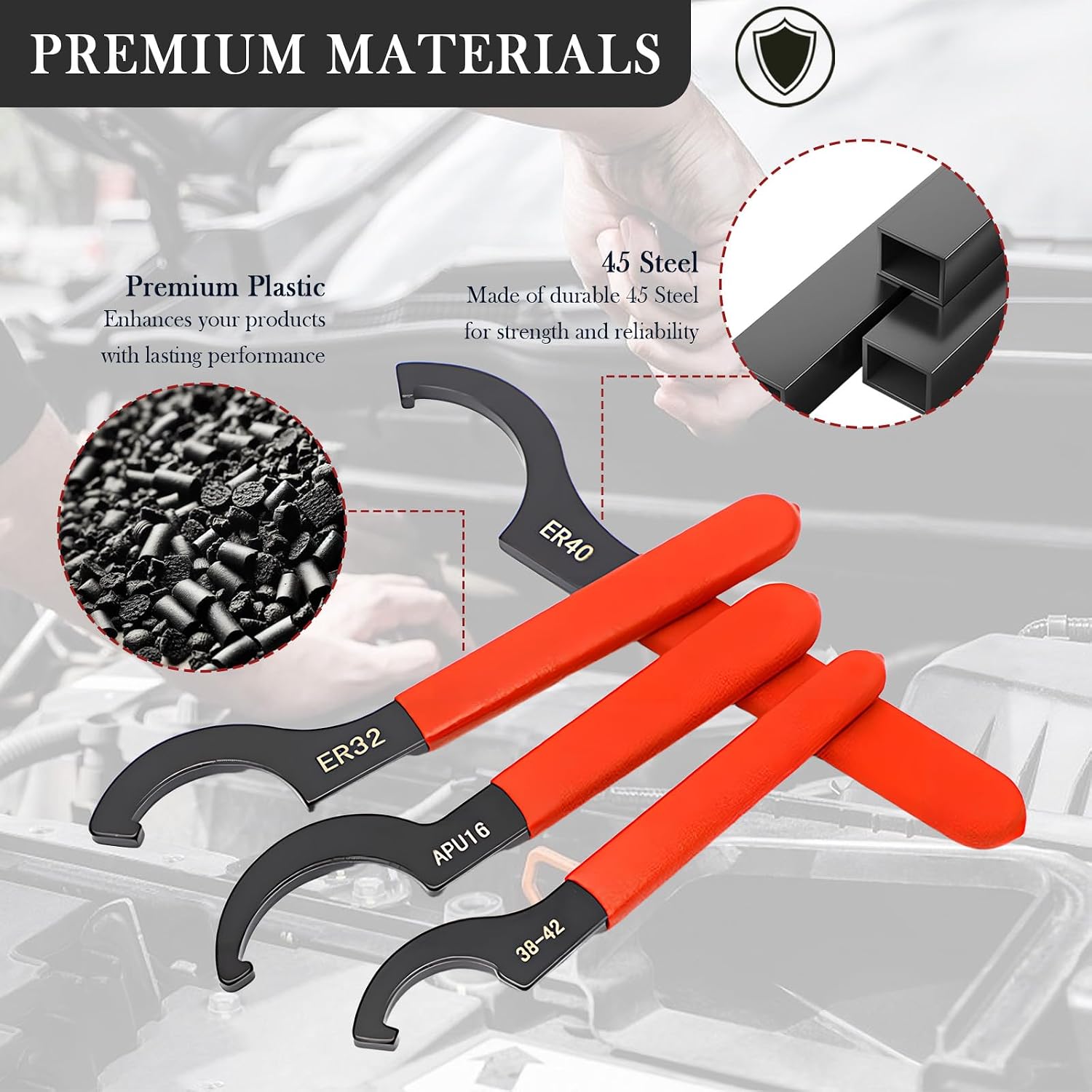 4PCS Hook Spanner Wrench Set,Heavy Duty Coilover Wrench Coilovers Disassembly of Suspension Systems and Shock Absorbers,Universal Wrenches Tool Set Steering & Suspension Tools