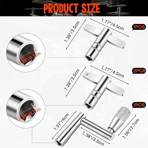 Miniatura 7 de Facmogu Llaves de tambor, paquete de 3 llaves de afinación de tambor con llave de velocidad de movimiento estándar continuo, llavero universal de