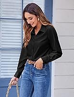 Vista 4 de Zeagoo Camisas con botones para mujer elegantes con estampado floral de manga larga blusa casual de negocios tops de trabajo