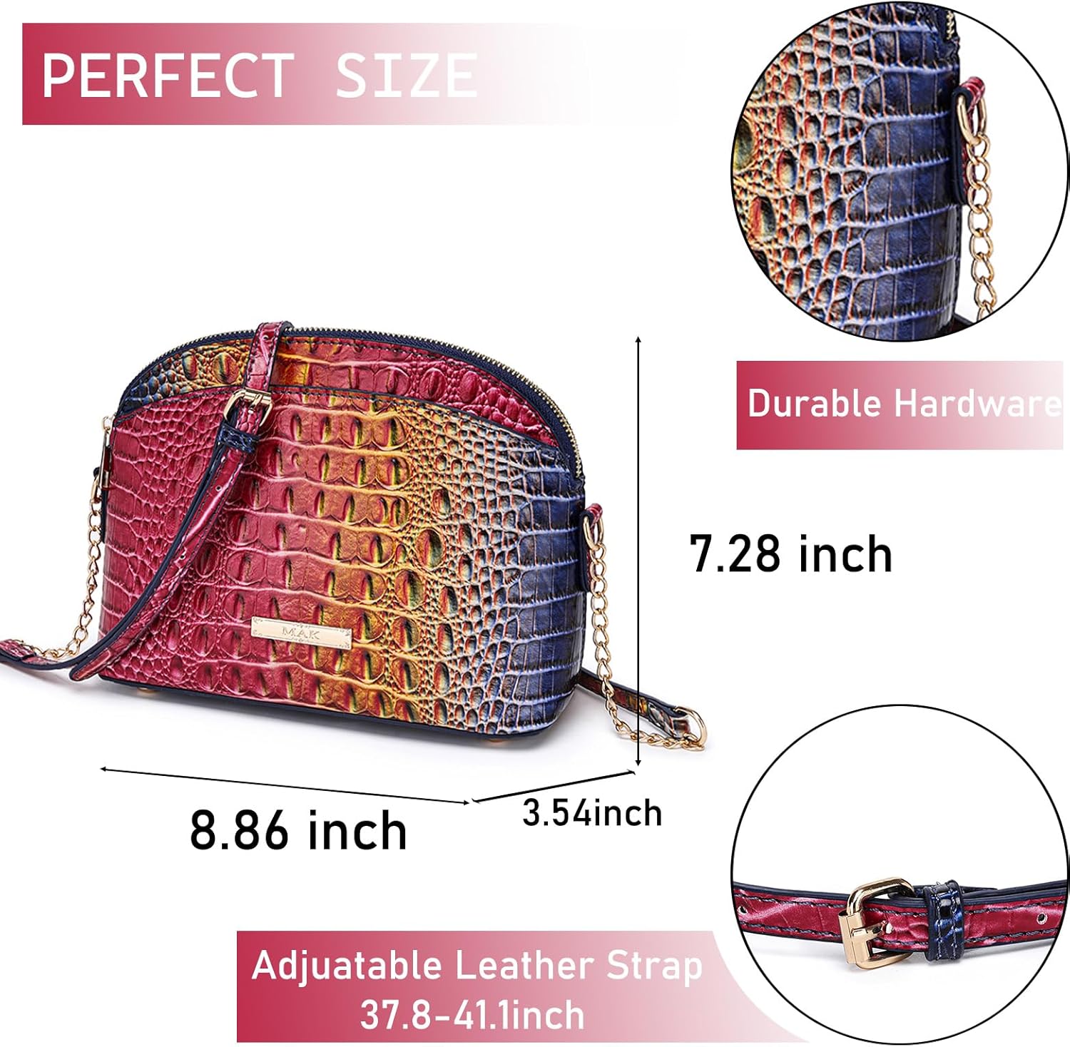 Makcr Joacbv Trendy Women Satchel Purse Crocodile Embossed Pattern Crossbody Shoulder Handbag Cute Vegan Leather Clutch