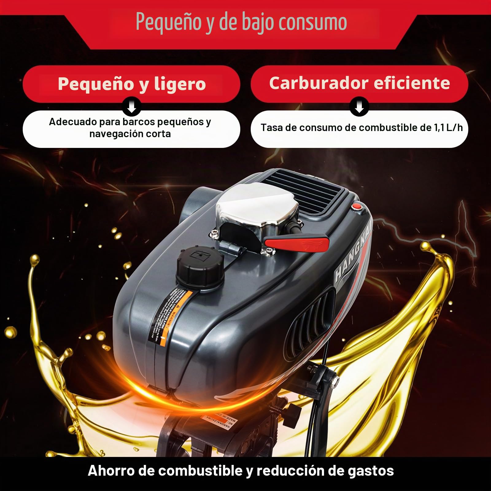 MINRS Motor fuera de borda de gasolina 3,5 CV 2 tiempos 49cc Motor de barco de pesca Profi Motor fuera de borda, medio enfriamiento por agua medio enfriamiento por aire, ahorro de combustible
