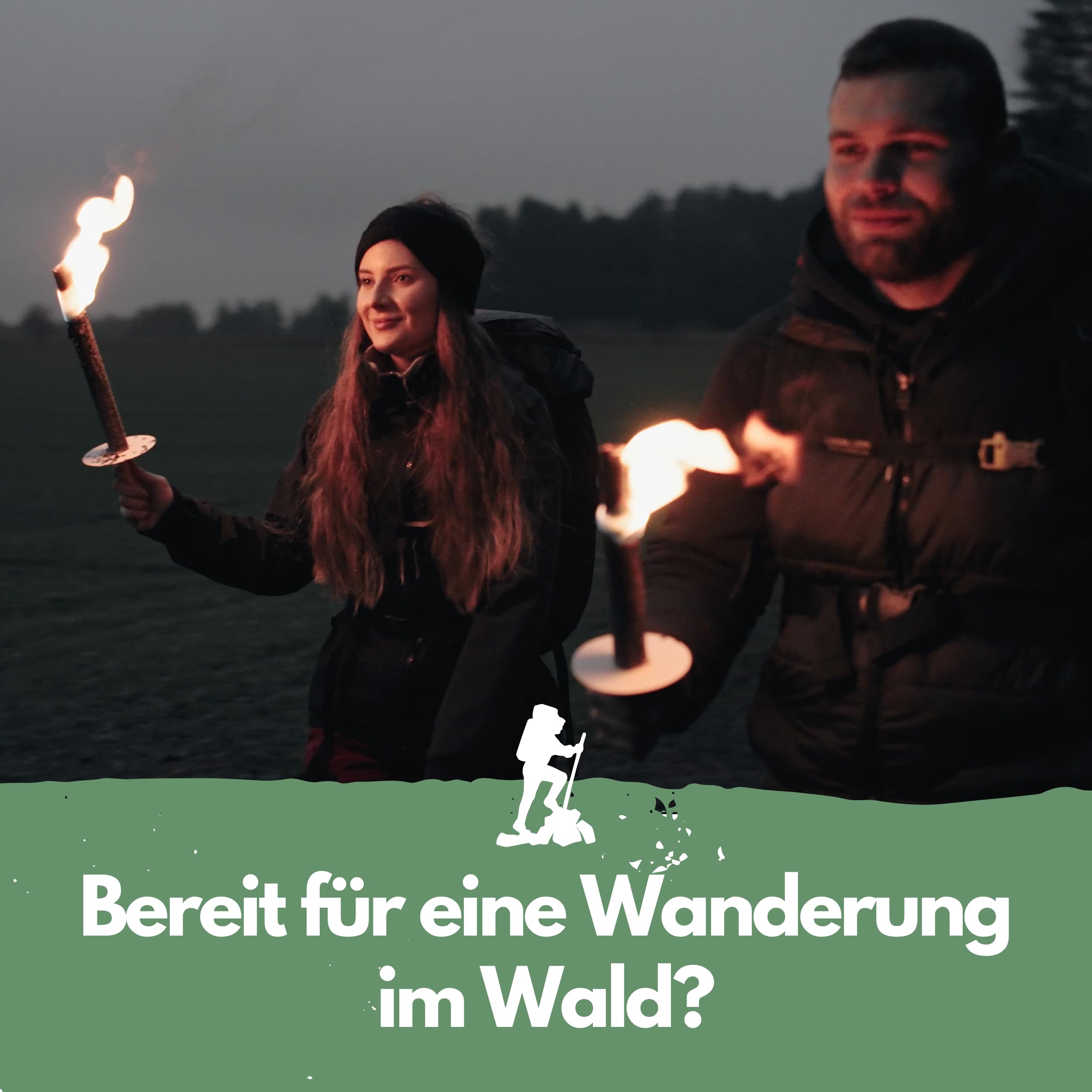 Panteer ® Fackeln für draußen - 10 Stück 45 Min. Brenndauer - Made in Germany - Für eine Wanderung mit Kindern oder Freunden, ideal im Garten oder zu Ostern/Silvester - Mit Handschutz