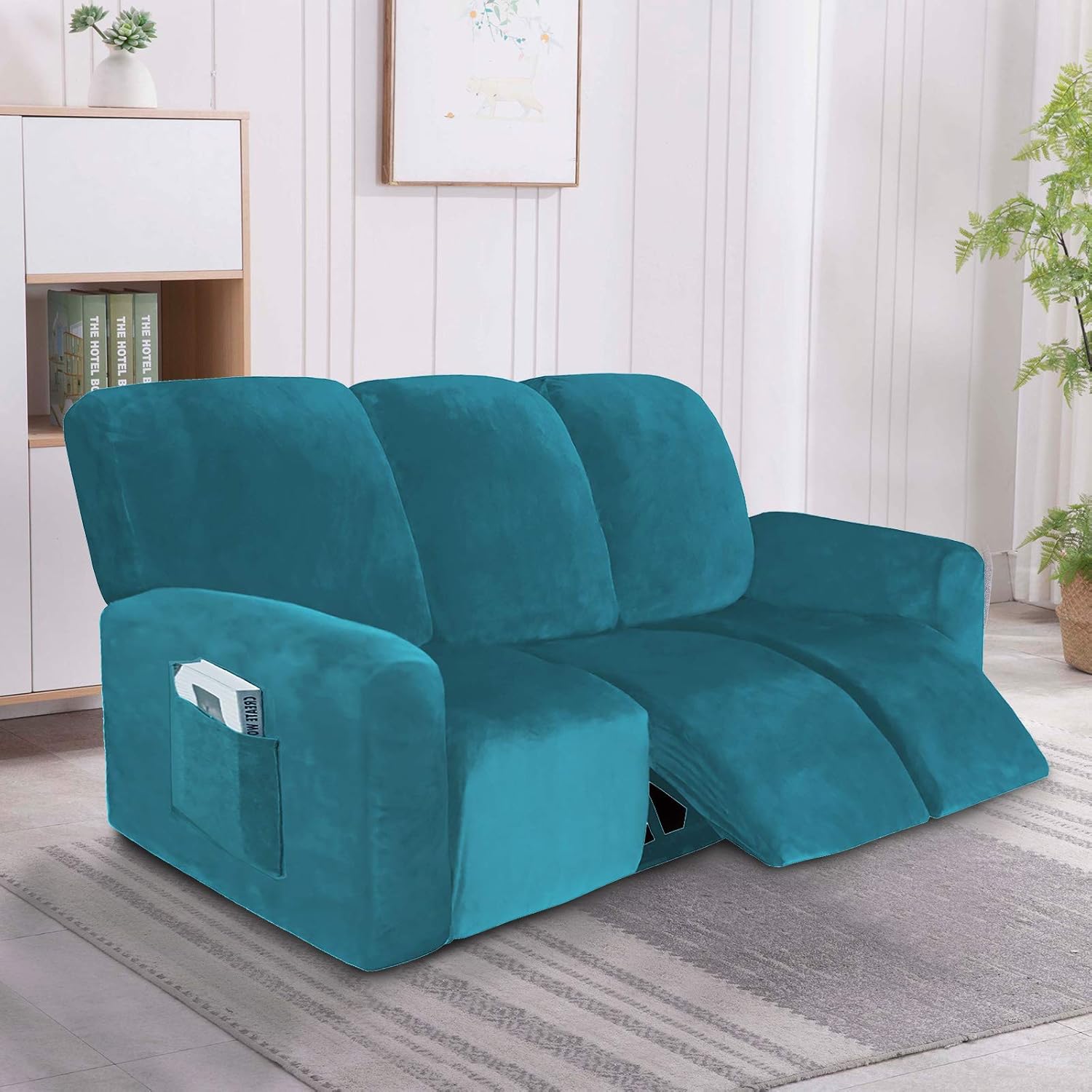 Featured Product 8-Pieces Velvet Recliner Covers Stretch 3 Sofa Reclining Couch Covers Home RV Theater Seating with Side Pocket, Washable Furniture Protector with Elasticity for Kids Pet, Thick Soft (Peacock Blue) Black Friday - 40% OFF 8-Pieces Velvet Recliner Covers Stretch 3 Sofa Reclining Couch Covers Home RV Theater Seating with Side Pocket, Washable Furniture Protector with Elasticity for Kids Pet, Thick Soft (Peacock Blue)