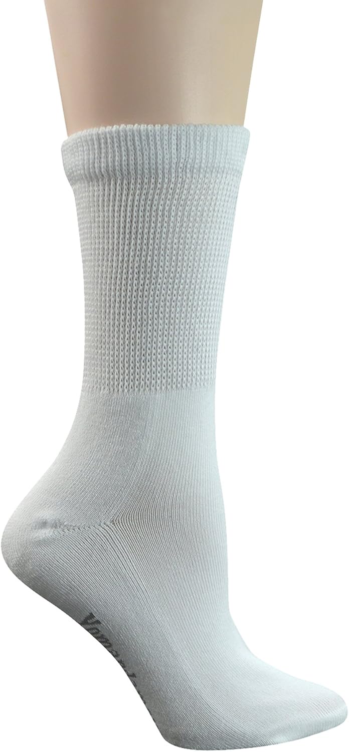 Yomandamor Women's 5 Pairs Non-Binding Cotton Crew Diabetic/Dress Socks with Seamless Toe and Cushion Sole - Image 2