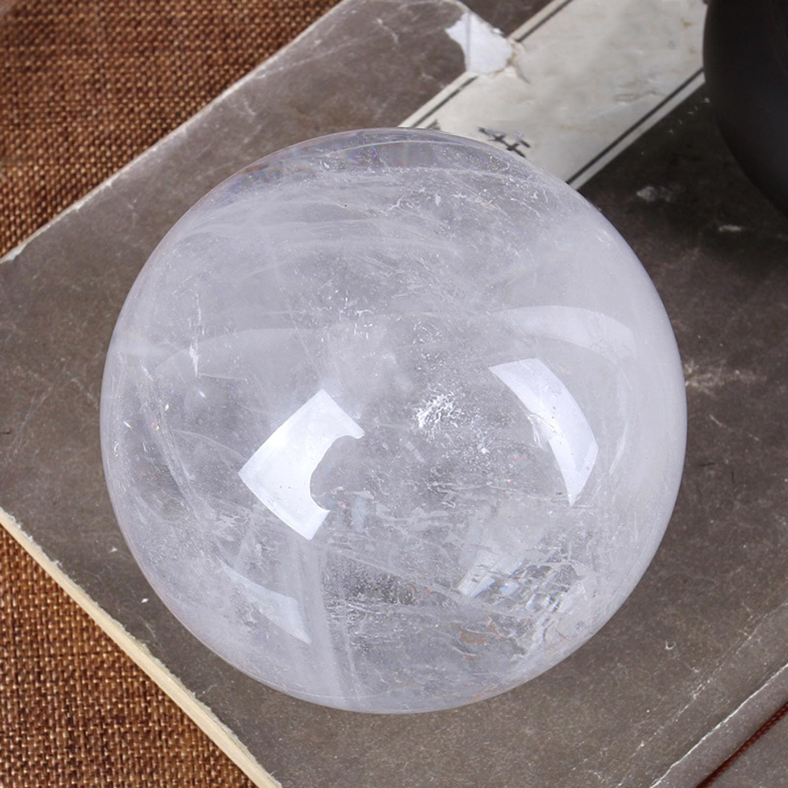 Bolas meditación para brujería, bola cristal cuarzo transparente natural | Decoración del hogar Feng Shui con soporte, bolas decorativas de meditación, adornos prósperos invitan a la riqueza