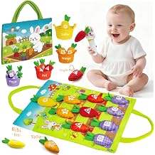 Montessori Toys for 1 Year Old, My First Carrot Garden Baby Toy with Color Sorting, Crinkle & Rattle, Fine Motor Skills, Educational Sensory Toys for 1 2 3 Year Old Boy Girl Gifts Birthday