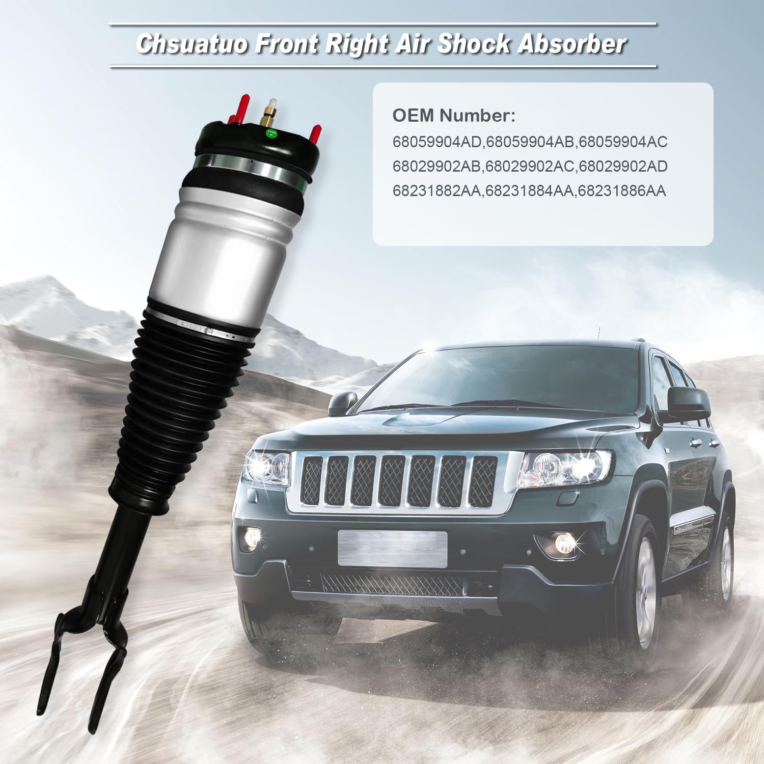68059904AD Front Air Shock Strut Absorber Compatible with Right 2011-2016 Jeep Grand Cherokee WK2 SRT SRT8 Laredo Limited Overland Summit 68231882AA 68029902AB