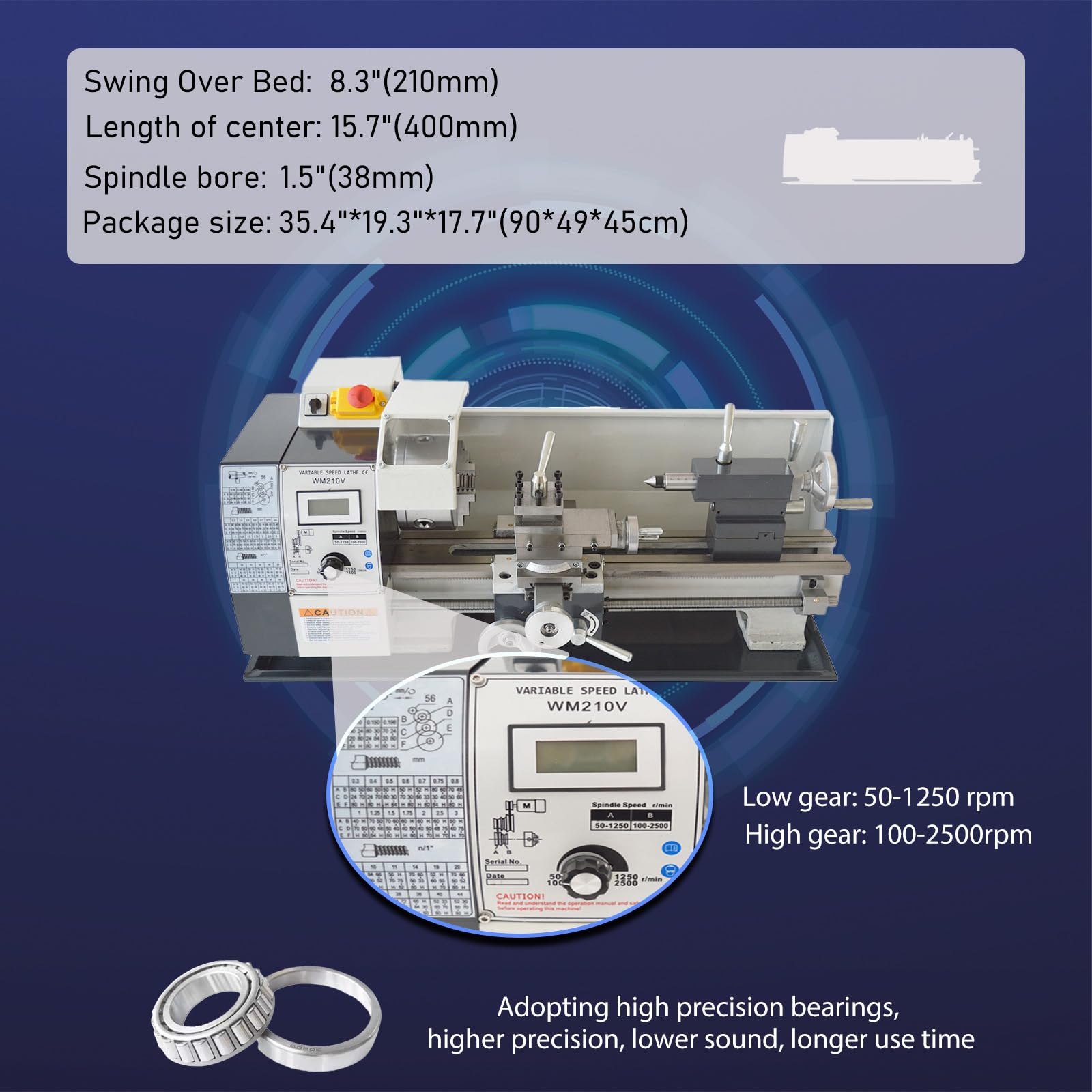 WYDDDARY Mini Metal Precision Bench Lathe 8
