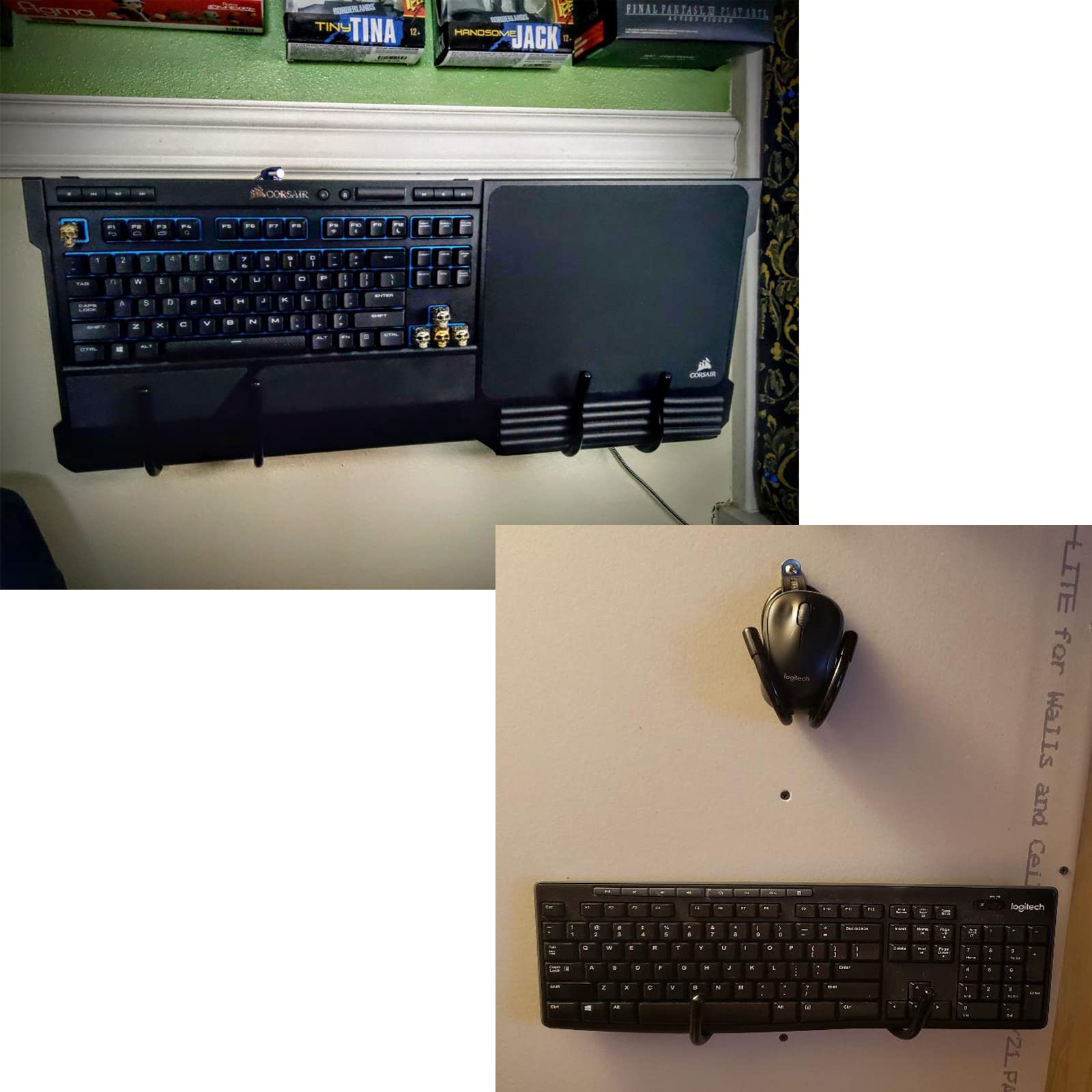 Soporte De Pared Para Teclado – Organiza Tu Escritorio, Colga Teclado Y Ratón ¡Ahorra Espacio Con Estilo! (blanco/negro)
