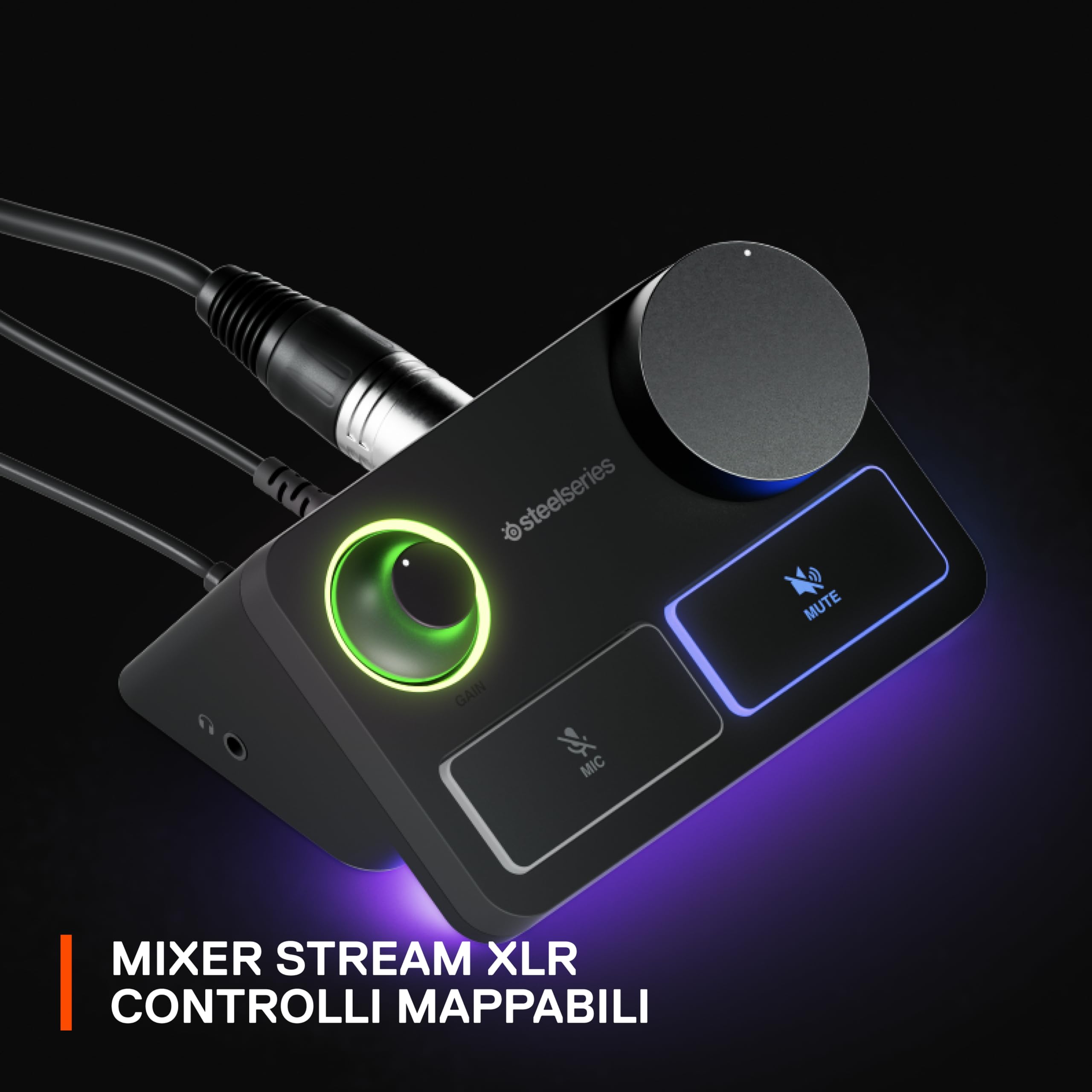 SteelSeries Alias Pro Kit - Microfono XLR + Stream Mixer - Capsula 3x più grande per il gioco, lo streaming e il podcasting - Interfaccia USB/XLR - Controlli personalizzati - RGB - PC singolo o doppio