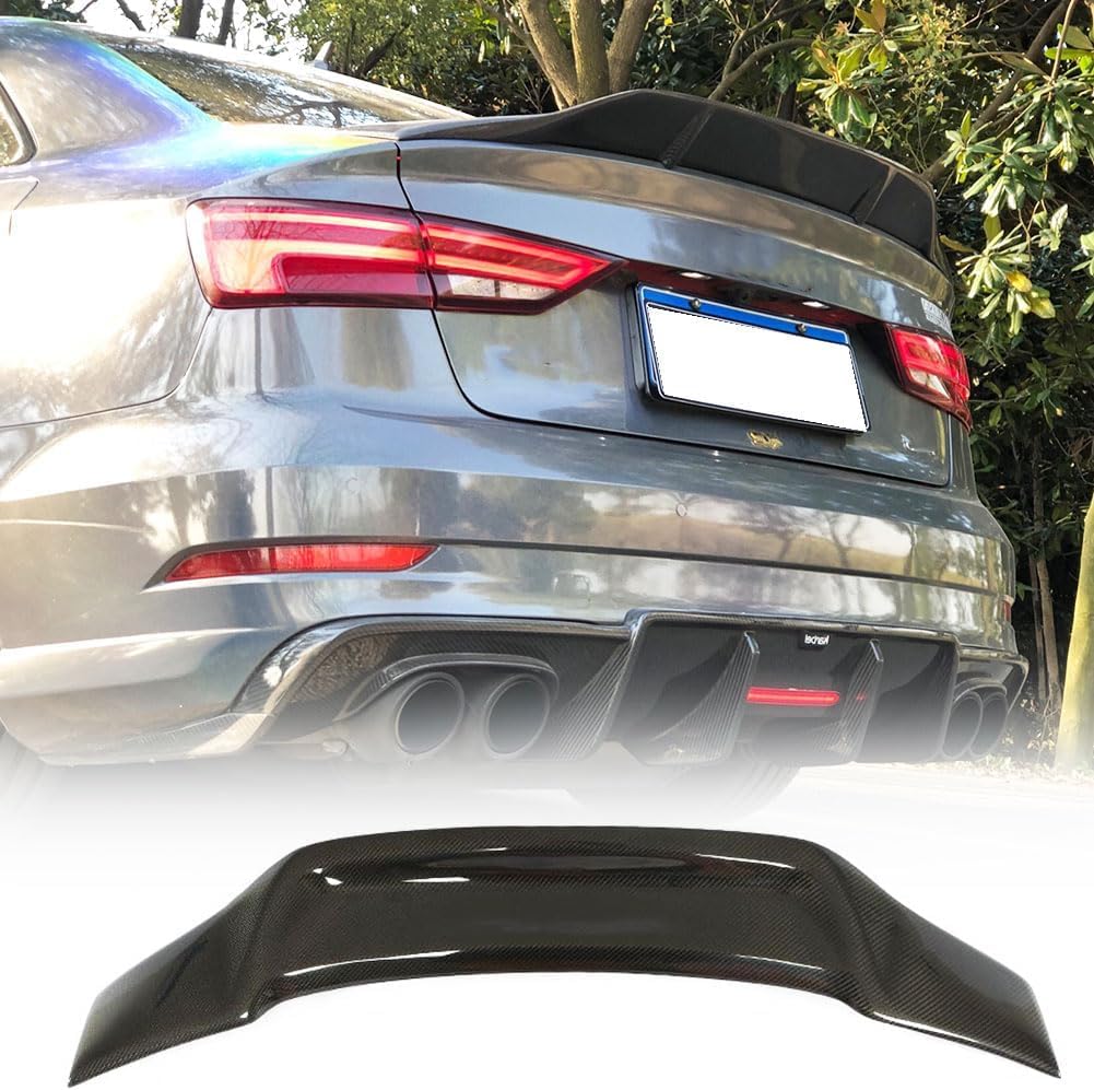 MCARCAR KIT Real Carbon Fiber Trunk Spoiler Compatible with 2014-2020 Audi A3 S3 RS3 Rear Boot Lid Highkick Wing Lip Factory Outlet