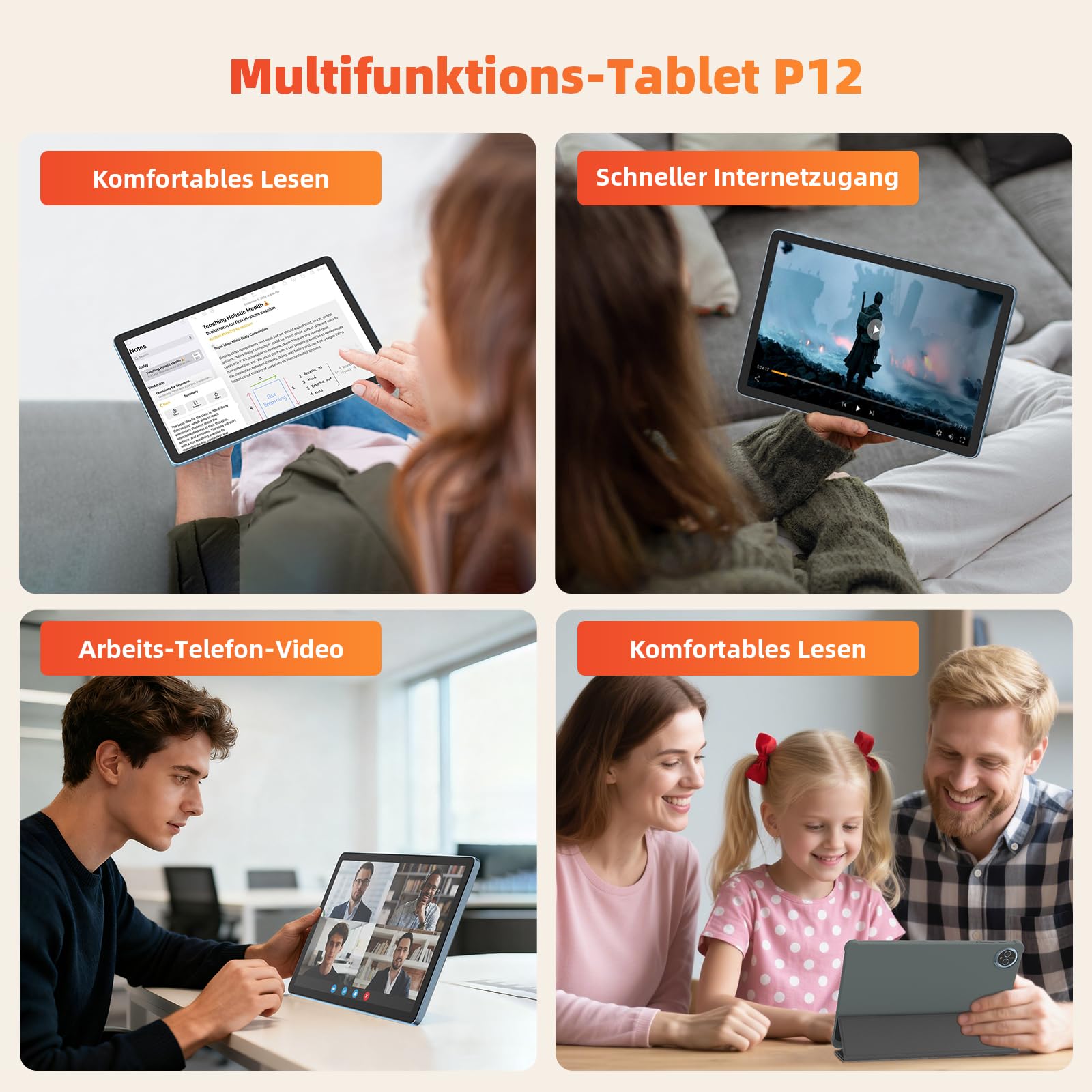 Tablet 11 Zoll mit Tastatur: Android 16 8000mAh Octa-Core 24GB+128GB 2TB TF Tablet PC - WiFi 6 BT 5.2 1280*800 HD+IPS 13MP+5MP Kamera mit Maus, Usb C, Adapter, Hülle, OTG-Adapter, Stift, Schutzfolie