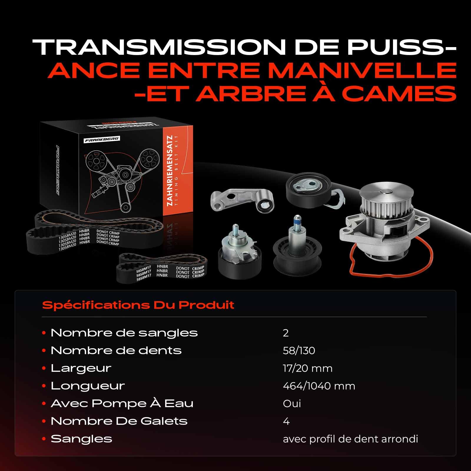 Frankberg Kit de courroie de distribution avec pompe à eau KP25565XS-1