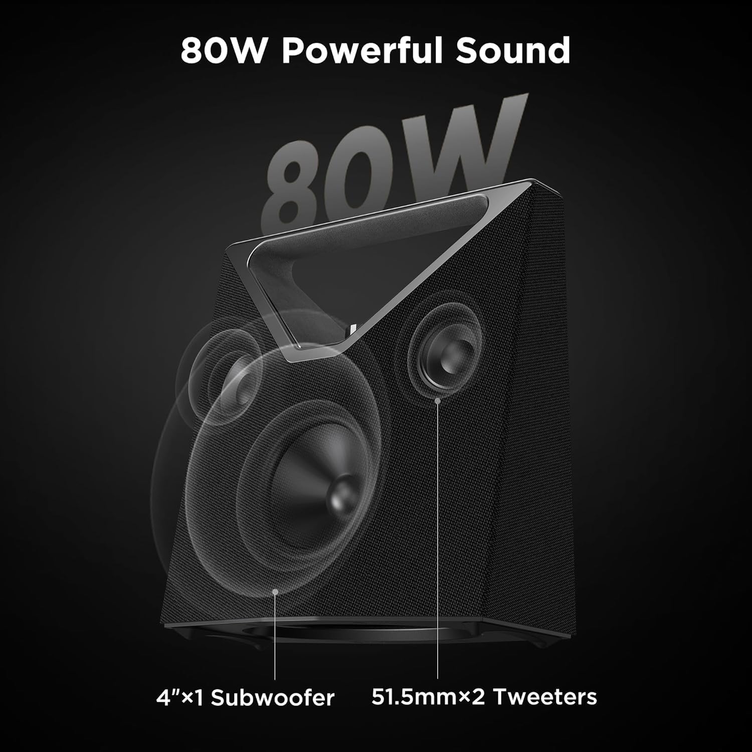 BUGANI Bluetooth Speaker Loud (100W Peak) 80W,Waterproof Large Bluetooth Speaker Subwoofer Hi-Res Audio, 12H Playtime Party Outdoor Speakers for Camping,Beach, Gray - Image 3