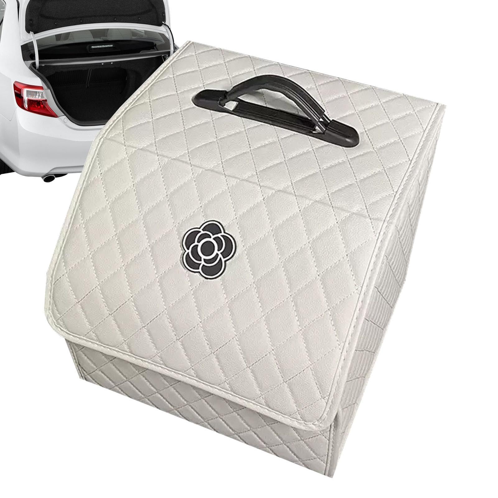 Organiseur de coffre de voiture pliable et sac de rangement en cuir pour rangement auto