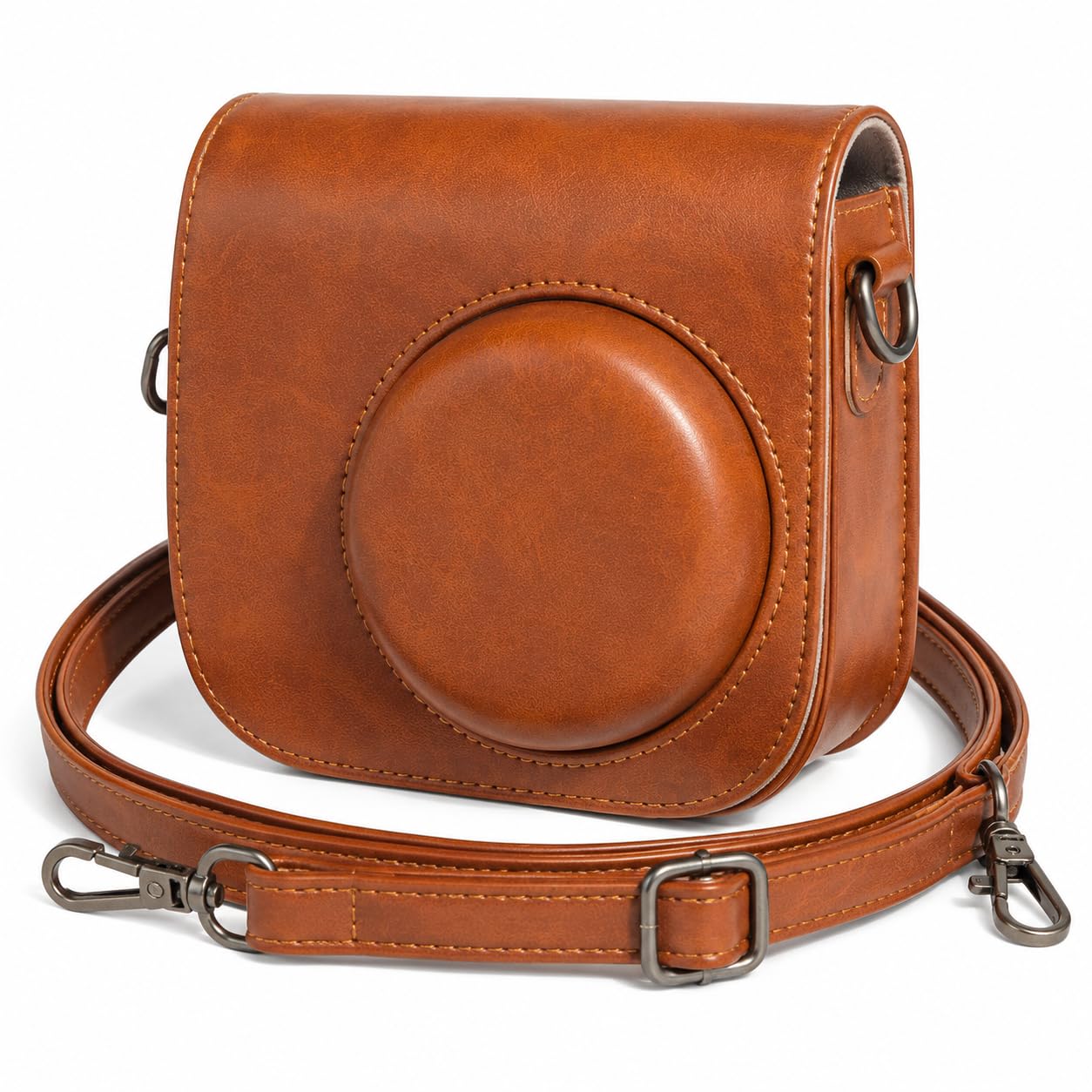 Camera Case Compatible with Instax Mini 11＆12, PU Vintage Brown Bag with Removable Shoulder Belt, Anti-scratch, Fashion, Accessories Compatible with Fujifilm Mini 11＆12 (Mini 11＆12, Leather, Brown)-picture-11