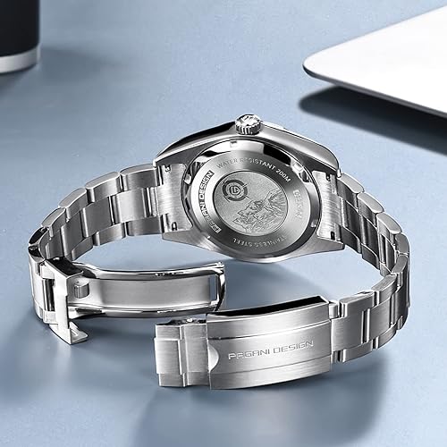 Miniatura 4 de Pagani Design - Relojes para hombre, movimiento automático japonés, acero inoxidable impermeable, 656.2 ft, diámetro de esfera de 1.575 pulgadas,