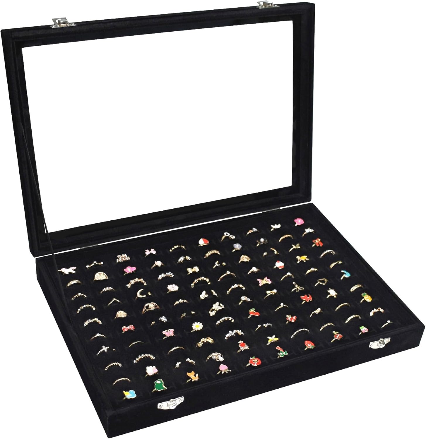 Amazon.com: Vicoter Rings Organizer Tray 100 Slot Velvet Ring Earring ...