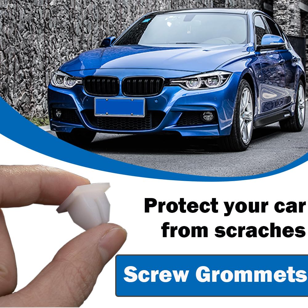 50 Pcs Car Screw Grommets Plastic Insert Expanding Nuts White 6×6.8mm Square Hole Mounting Clip Retainers for Automotive Replacement Parts Protect Cables - Image 2