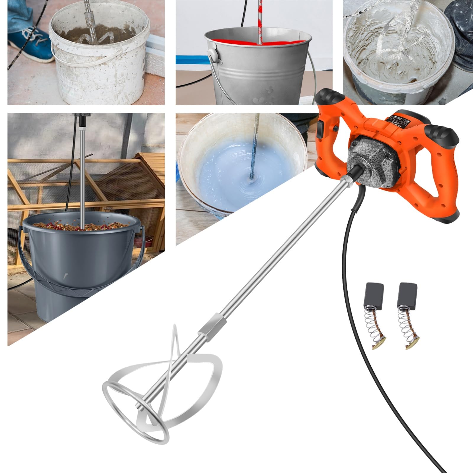 Malaxeur Électrique 2600W Mélangeur de Ciment à 6 Vitesses Mélangeur de Plâtre Mélangeur de Peinture Malaxeur Mortier Colle,pour Mélanger le Fourrage/Plâtre/Peinture/Mortier/Ciment/Béton