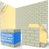 Vista 15 de Paquete de 20 paneles acústicos con autoadhesivo, paneles de espuma de alta densidad a prueba de sonido de 12 x 12 x 0.4 pulgadas para paredes