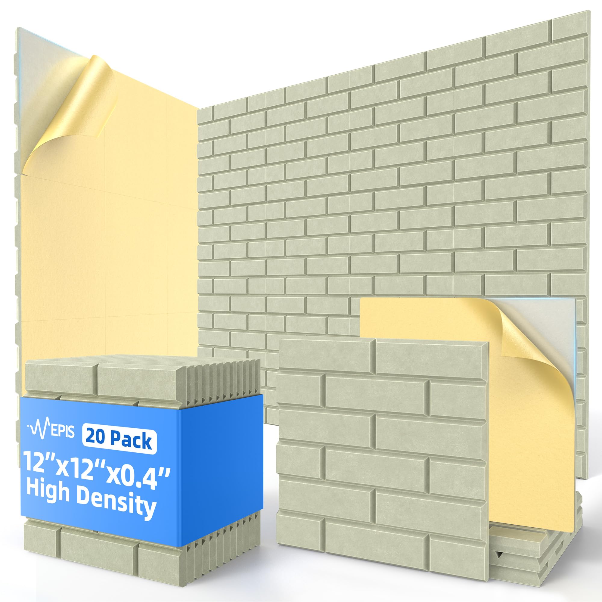 20 Pack Acoustic Panels with Self Adhesive Sound Proof Foam Panels for Wall