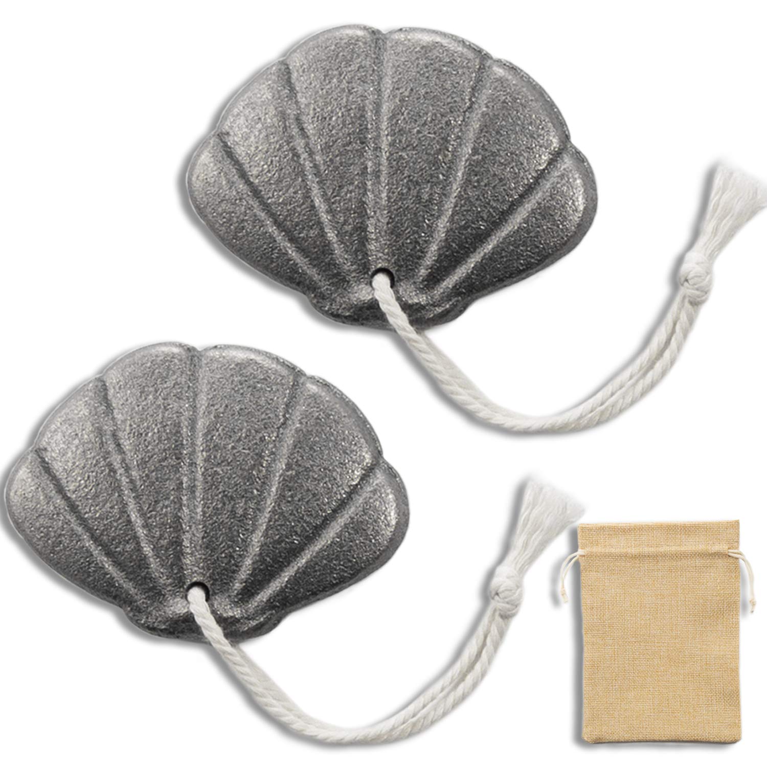 2 Packs Iron Seashell with Burlap Bag - Safe Iron Food Cooking Tool - Seashell