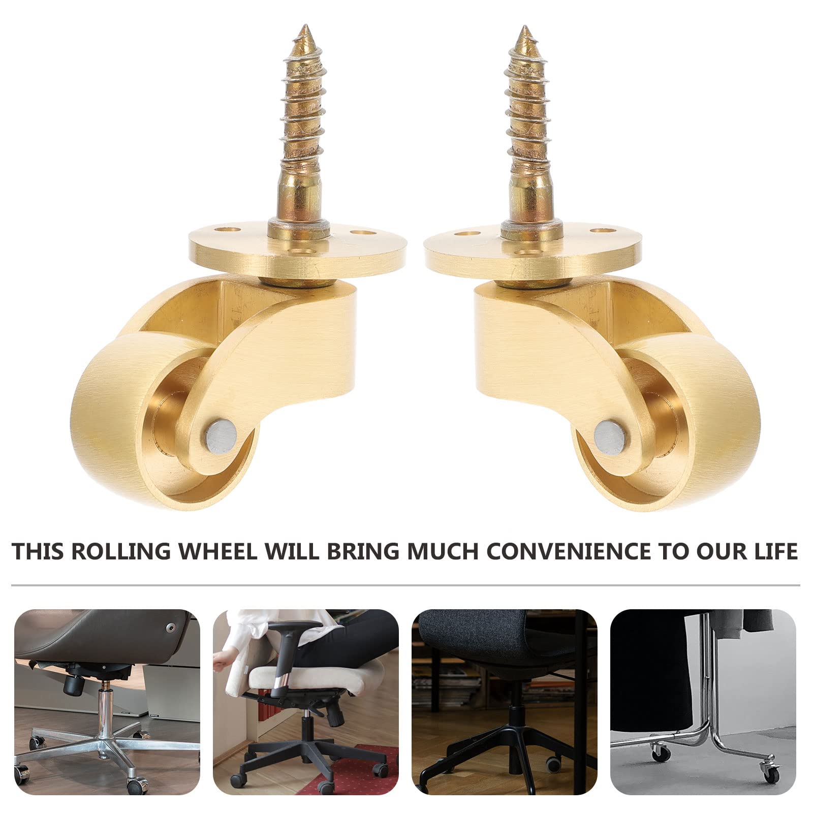 VILLCASE 2pcs Roulettes Universelles Laiton Roues Lourdes 360 Degrés Rotation Mobilier Roues