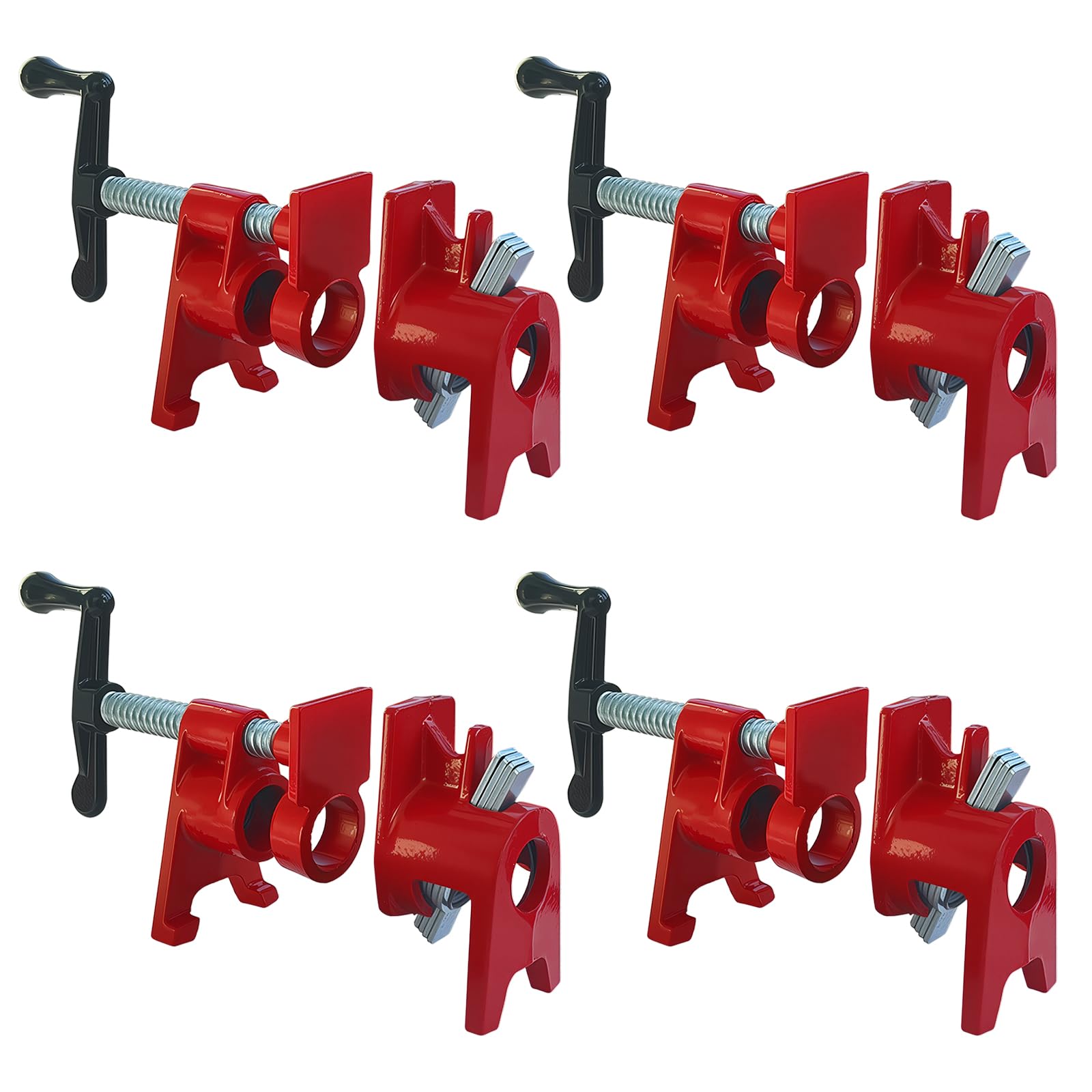 ATPEAM Set di morsetti per tubi per incollaggio del legno, confezione da 4 morsetti per tubi in ghisa resistente a sgancio rapido per la lavorazione del legno con design unico del piede (10,9 cm, 9,9
