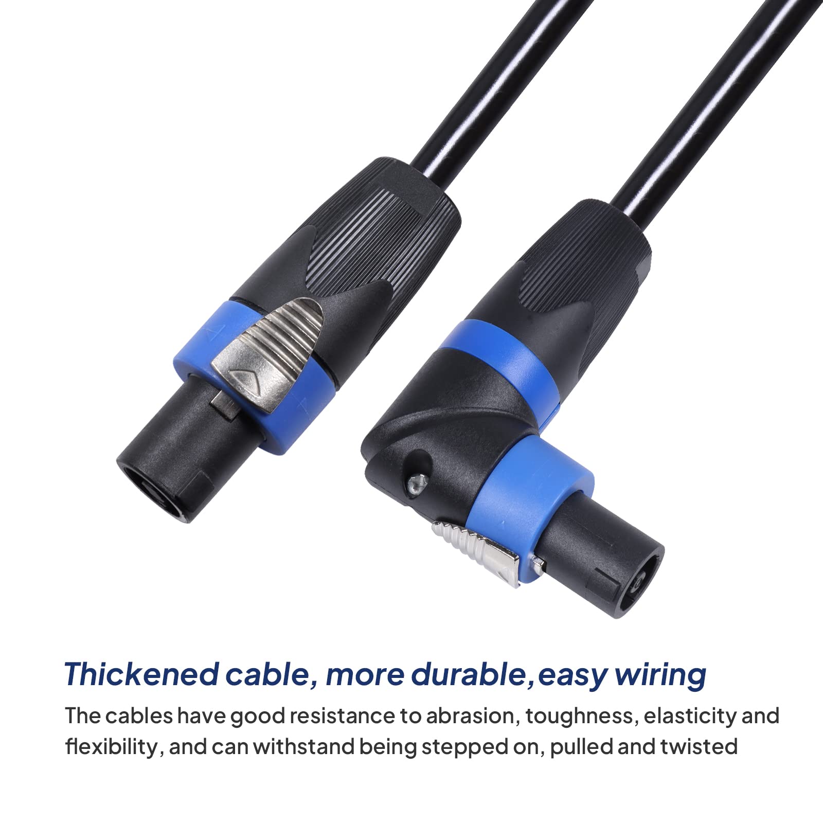 SUNNAREPOON Pack of 1 55 Feet Right Angle Speakon Cable, Twist Lock Angled Speak-On Male Cables for Pro PA Stage, Studio Monitor Audio Jack Wiring (55 Ft., 1-Pack)