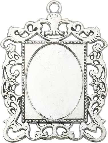 Miniatura 2 de 20 bandejas de base de colgante ovaladas de 0.709 x 0.984 in, con diseño de cabujón (M116)