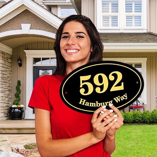 Miniatura 7 de Letrero personalizado para dirección del hogar, letrero personalizado con número de casa, 17.5 x 11 pulgadas, compuesto de aluminio fabricado en