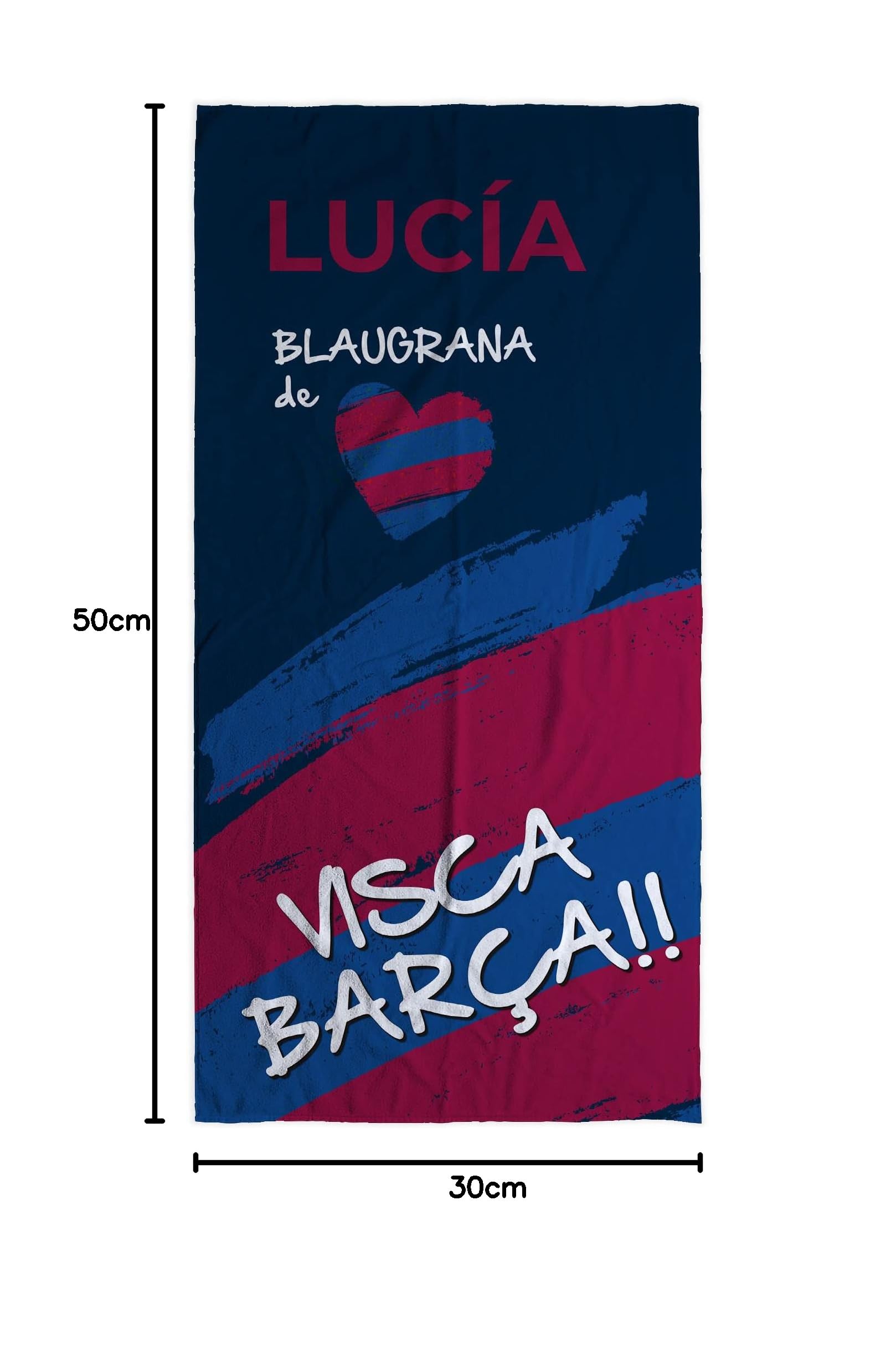 LolaPix Toalla Barcelona. Toallas Personalizadas. Toallas de Futbol con Nombre. Toalla Personalizada Playa. Regalos Personalizados con Nombre. Varios diseños y tamaños.