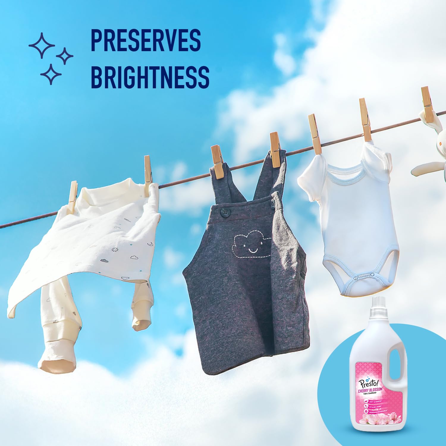 Amazon Brand - Presto! Cherry Blossom Fabric Conditioner Liquid | 2 Litre | Long-Lasting Freshness | Softens & Protects | Suitable for All Wash Types | Safe for Delicates | Phosphate and Bleach-Free - Image 3 thumbnail