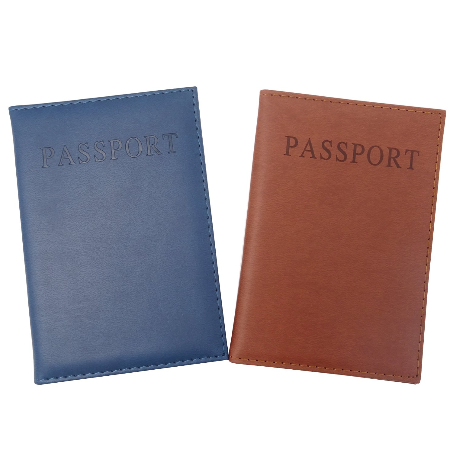Honbay 2PCS Artificial Leather Passport Holder Cover Passport Case for Men and Women