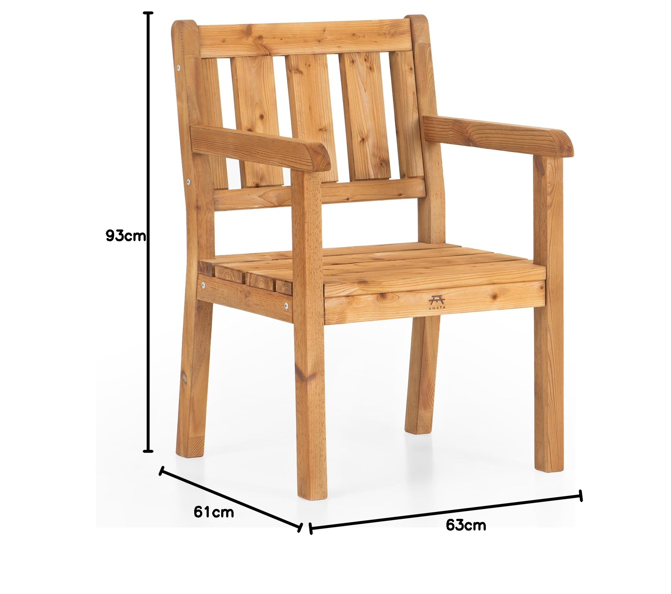 Amata UNGURS Einzelbank Modernes Design - Wetterfeste Holzbank für Draußen, Terrasse, Hinterhof und Garten Feuerstellen - Ergonomischer und Langlebiger Stuhl, Zeitloses Design (Braun)
