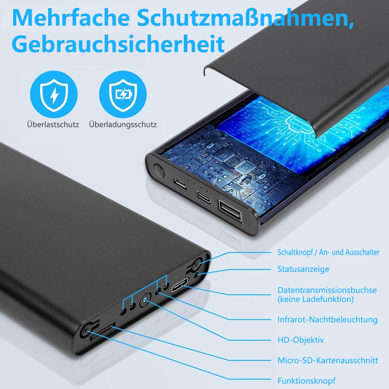 Mini-Kamera,Sicherheitskamera,HD1080P-Indoor/Outdoor-Überwachungskamera,Videorecorder,Kontinuierliche Aufzeichnung und Bewegungserkennung,Innen/Büro/Geschäft Überwachungskamera,Ohne WLAN