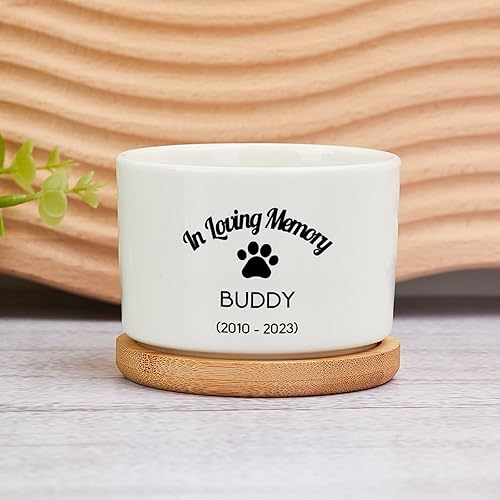 Macetero de regalo conmemorativo personalizado para perros en memoria amorosa del perro, maceta de cerámica para suculentas, regalo de pérdida de
