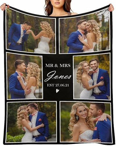 Mantas personalizadas con texto fotográfico, manta personalizada con imágenes, mantas personalizadas con collage de fotos, cumpleaños, Navidad,