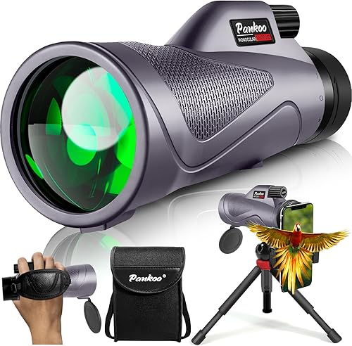 Telescopio monocular morado de 12 x 60 pulgadas de alta potencia con adaptador de teléfono inteligente trípode y bolsa portátil, monoculares de
