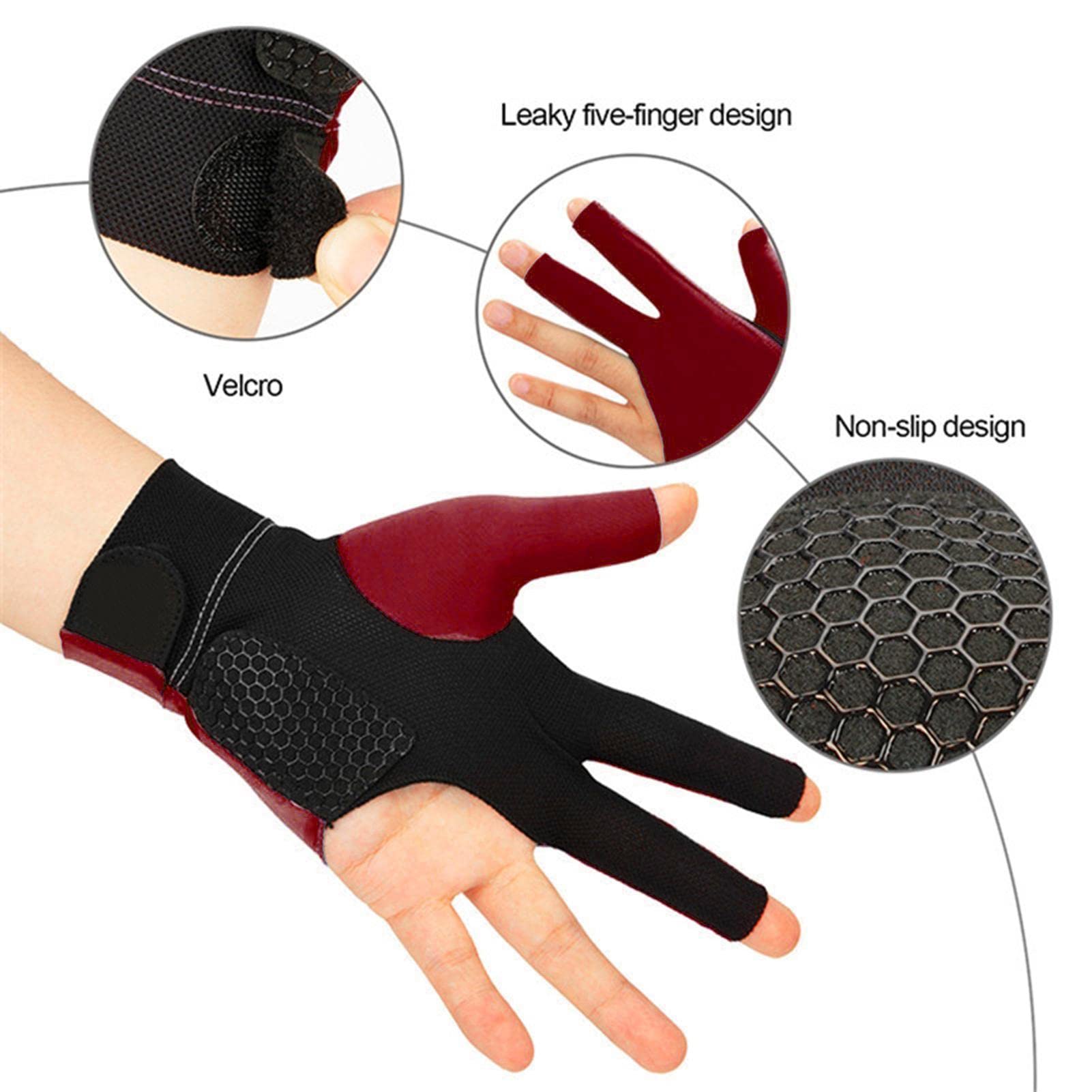Lot De 6 Gants De Billard à Trois Doigts – élastiques, Unisexes, Pour Billard, Snooker Ou Carrom