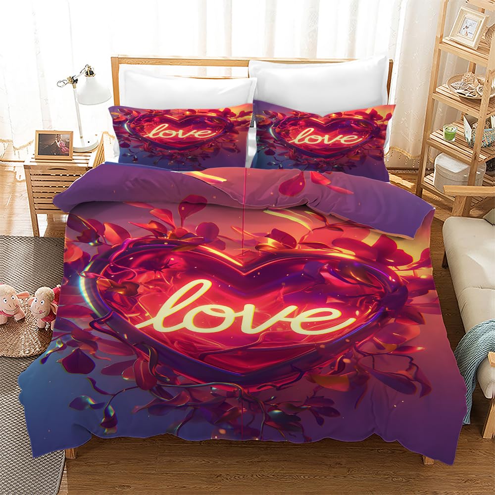 Housse de couette 200X200 microfibre imprimé 3D paillettes pour lit 2 places