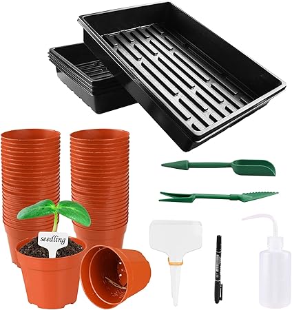 Lechansen 8cm Kunststoff Pflanztöpfe, mit 4 Stück Anzuchtschale Ohne