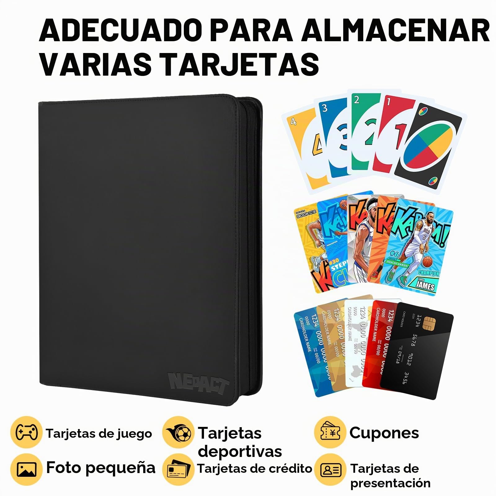 Carpeta de tarjetas de 16 bolsillos, carpeta de tarjetas coleccionables de doble cara sin anillo de 1280, carpeta de álbum con cremallera premium para TCG, MTG, tarjetas de juego, tarjetas deportivas