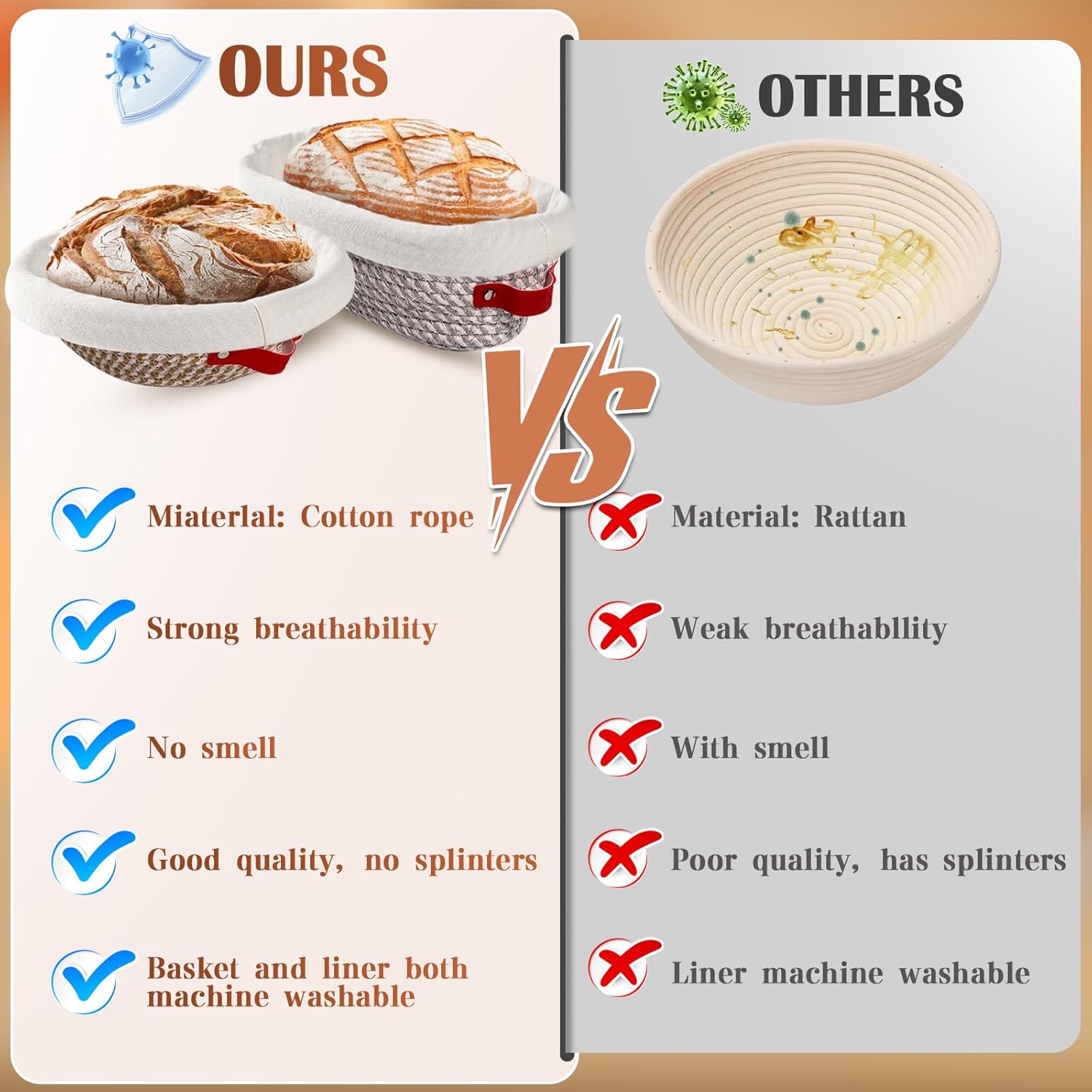 Sourdough Starter Kit with 9" Round & 10" Oval Banneton Proofing Basket and 37oz Starter Jar - Beginner-Friendly Sourdough Bread Baking Supplies and Baking Gifts for Women, Men Bakers - Image 4