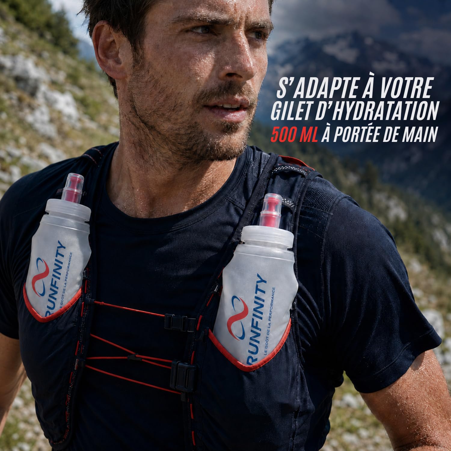 Boisson Isotonique Citron Givré & Soft Flasque 500 ml Runfinity (Lot)