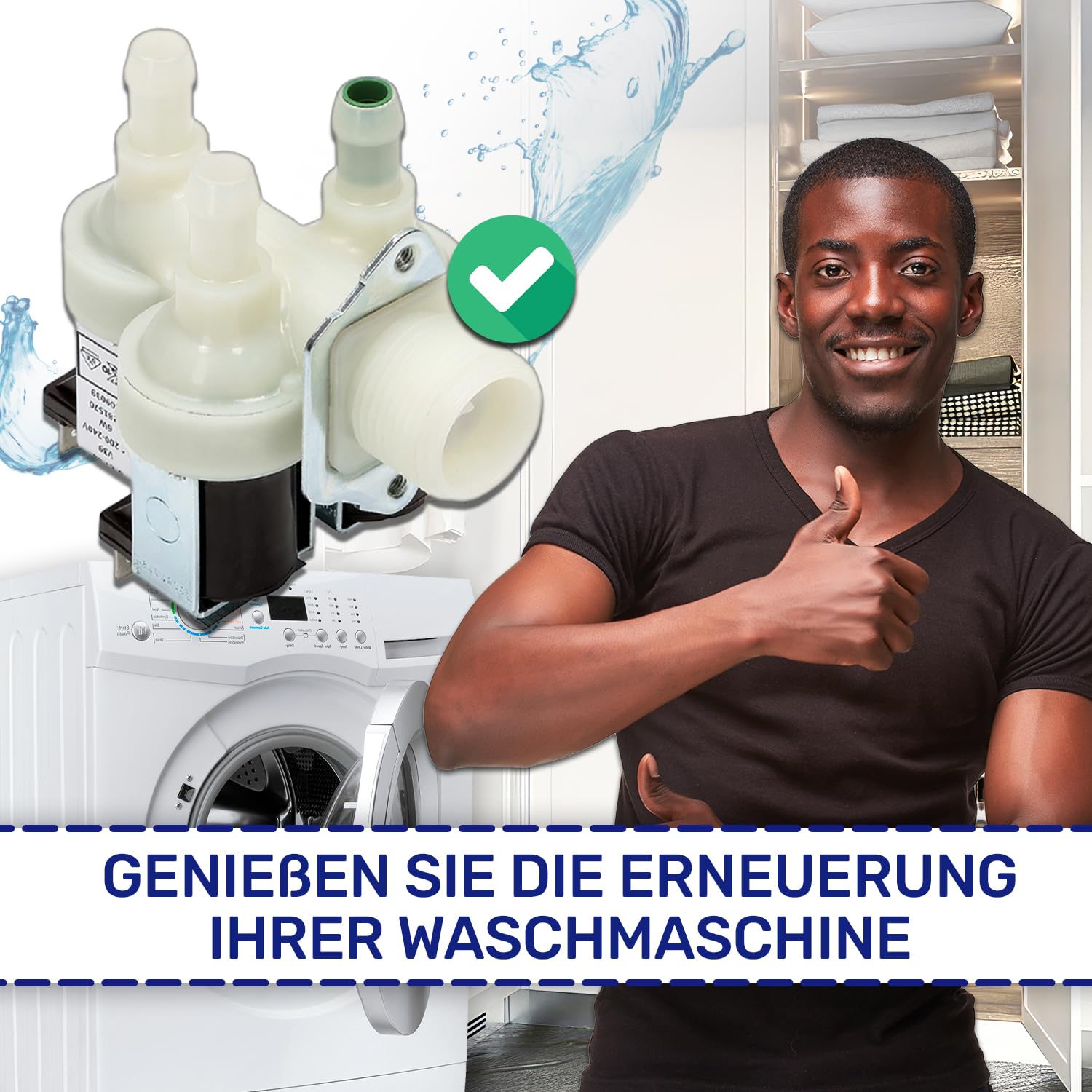 Ventil am Einlass für Waschmaschine mit 3 Abgängen 90° hat den Originalcode 1678013 für Miele - MADE IN EU - Garantie 10 Jahre – MONTERAL