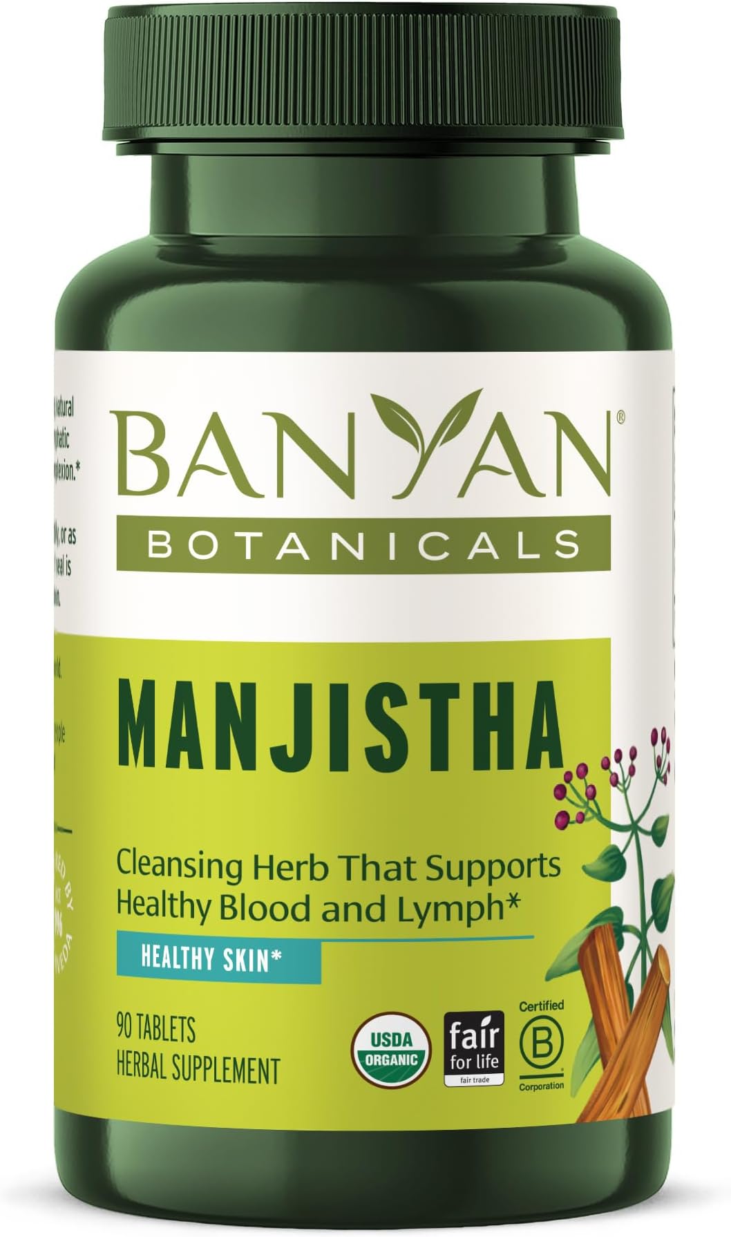 Banyan Botanicals Manjistha Tablets - USDA Organic - Rubia cordifolia - Ayurveda Herbal Supplement That Cleanses The Blood & Lymph