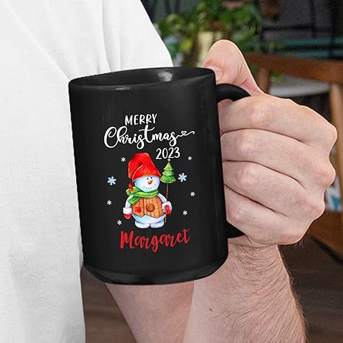 Miniatura 3 de Taza personalizada de Feliz Navidad 2023, taza de cerámica personalizada de muñeco de nieve con nombre, regalo de taza de Navidad para hombres y
