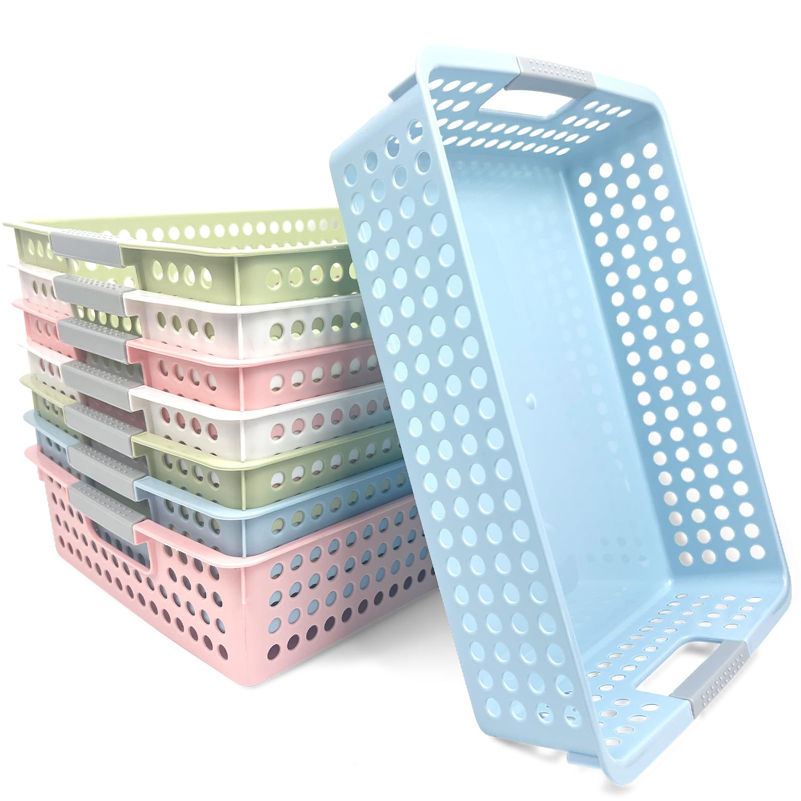 8 Piece Color Storage Basket Classroom Organization Storage Paper Tray Holds 4A Paper Trays for Classroom Home Handicrafts Storage Library Drawers Office Arts Crafts Supplies